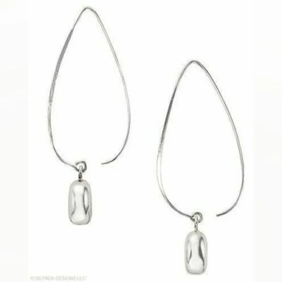 Silpada Wire Drop Earrings Sterling Silver Rhodium Plated - Picture 1 of 7